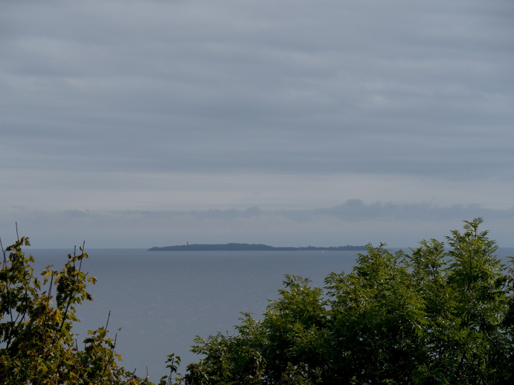 Blick vom Lotsenturm zur Insel Greifswalder Oie