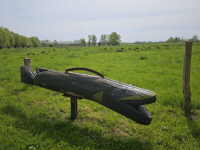 Holzfigur eines Fisches